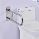 Bară de sprijin pentru persoane cu dizabilități din inox METRONOM MTR-H011, rabatabilă, montată lângă vas WC.