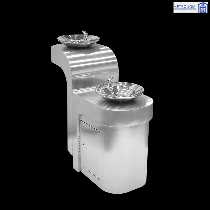 Cişmea Dublă Inox METRONOM MTR-C008 – vedere laterală cu cele două boluri