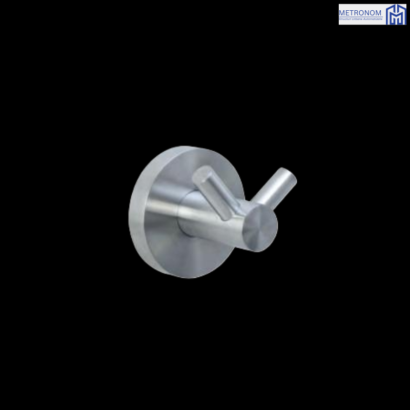 Cuier din inox METRONOM MTR-G011, finisaj periat, design modern cu două brațe.